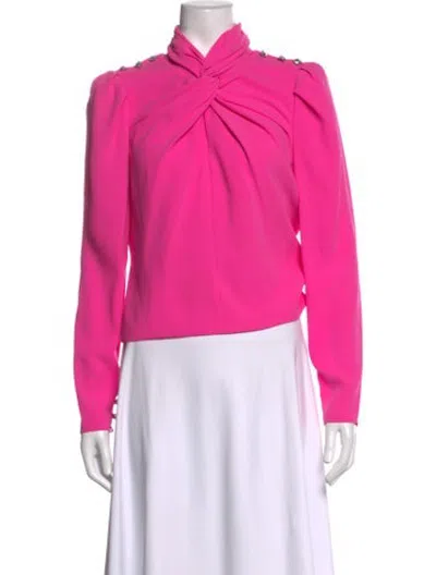 Pre-owned Self-portrait Cowl Neck Long Sleeve Blouse In Pink