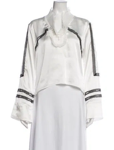 Pre-owned Self-portrait Cowl Neck Sleeveless Top In White