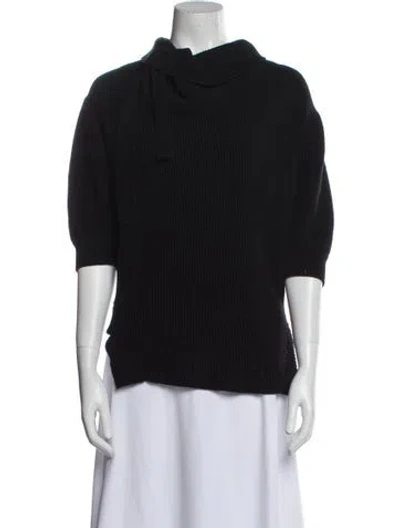 Pre-owned Self-portrait Cowl Neck Three-quarter Sleeve Sweatshirt In Black