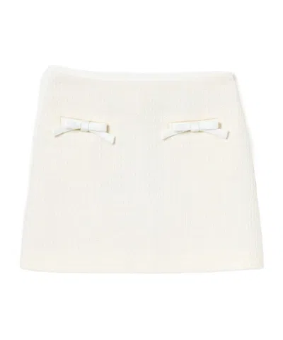 Self-portrait Kids' Cream Boucle Skirt In Neutral