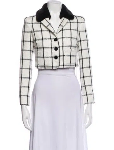 Pre-owned Self-portrait Cream Check Plaid Print Evening Jacket In Multi