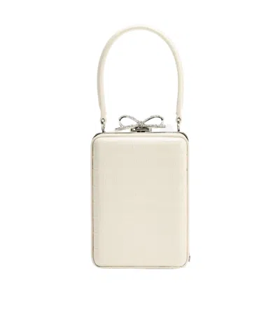 Self-portrait Cream Croc Leather Micro Bag In White