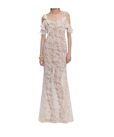 Self-portrait Cream Lace Flower Maxi Dress In Neutral