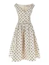 Self-portrait White Dress With All-over Polka Dot And Flared Skirt In Cotton Woman In Neutral