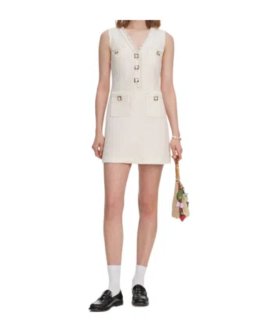 Self-portrait Cream Sleeveless Boucle Mini Dress In Nude