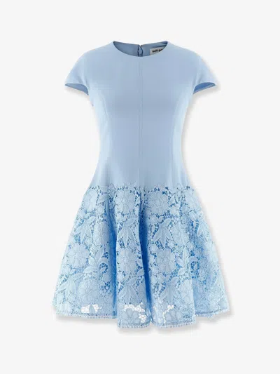 Self-portrait Womens Self Portrait Cap-sleeve Crepe And Lace Mini Dress In Blue