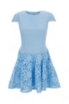 Self-portrait Womens Self Portrait Cap-sleeve Crepe And Lace Mini Dress In Blue