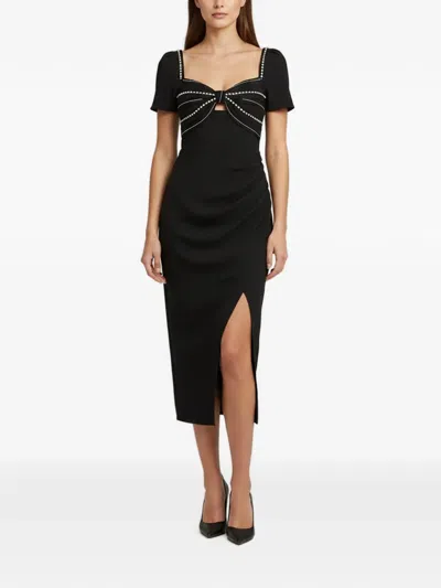 Pre-owned Self-portrait Crepe Midi Dress In Black