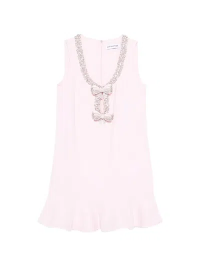 Self-portrait Crystal-embellished Bow Mini Dress In Pink