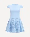 Self-portrait Womens Self Portrait Cap-sleeve Crepe And Lace Mini Dress In Blue