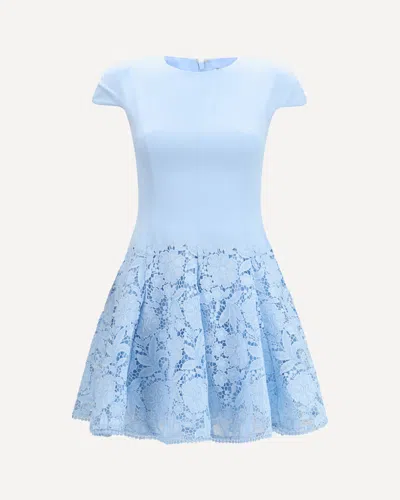 SELF-PORTRAIT CREPE MINI DRESS WITH LACE DETAILING
