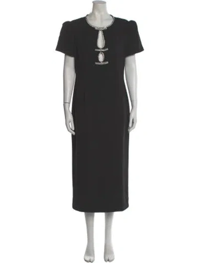 Pre-owned Self-portrait Crew Neck Long Dress In Gray