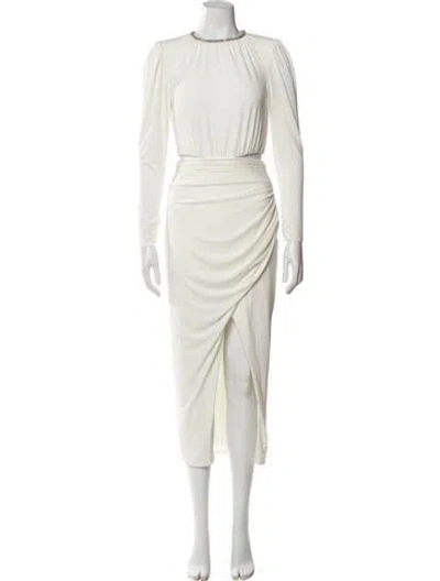 Pre-owned Self-portrait Crew Neck Long Dress In Neutral