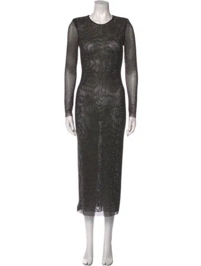 Pre-owned Self-portrait Crew Neck Long Dress W/ Tags In Black
