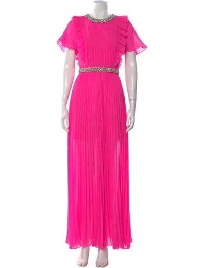 Pre-owned Self-portrait Crew Neck Long Dress W/ Tags In Pink