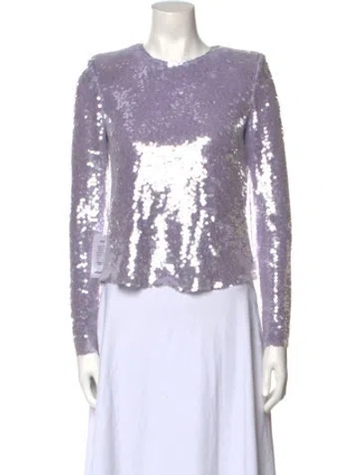 Pre-owned Self-portrait Crew Neck Long Sleeve Blouse W/ Tags In Purple
