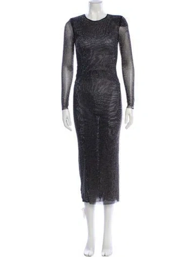 Pre-owned Self-portrait Crew Neck Midi Length Dress In Gray