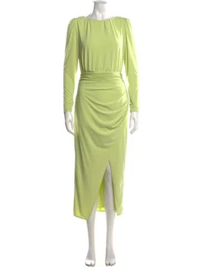 Pre-owned Self-portrait Crew Neck Midi Length Dress In Green