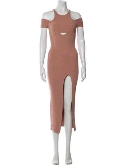 Pre-owned Self-portrait Crew Neck Midi Length Dress In Neutral