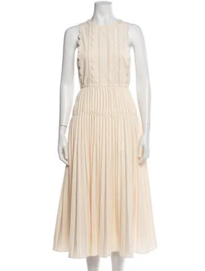 Pre-owned Self-portrait Crew Neck Midi Length Dress In Neutrals