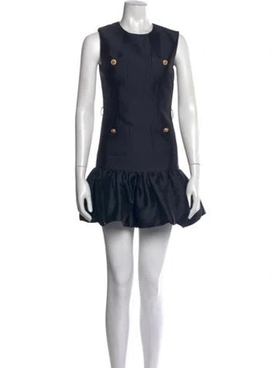 Pre-owned Self-portrait Crew Neck Mini Dress In Blue