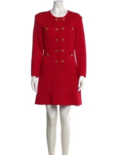 Pre-owned Self-portrait Crew Neck Mini Dress In Red