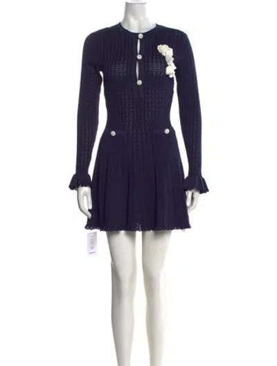 Pre-owned Self-portrait Crew Neck Mini Dress W/ Tags In Blue