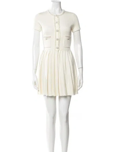 Pre-owned Self-portrait Crew Neck Mini Dress W/ Tags In Neutral