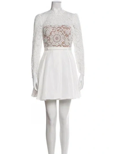 Pre-owned Self-portrait Crew Neck Mini Dress W/ Tags In White