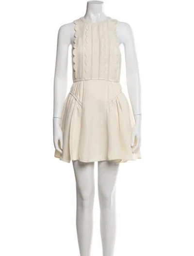Pre-owned Self-portrait Crew Neck Mini Dress In White