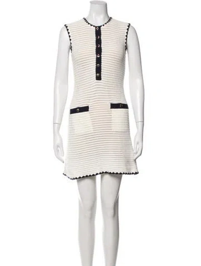 Pre-owned Self-portrait Crew Neck Mini Dress In White