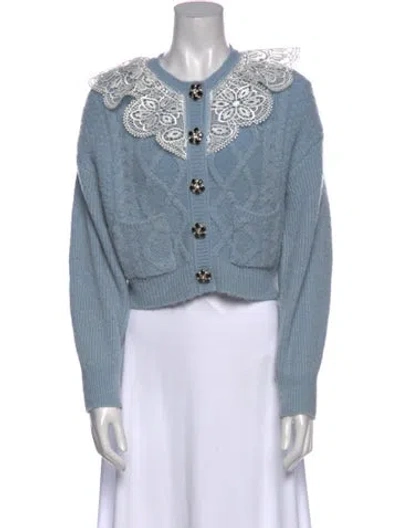 Pre-owned Self-portrait Crew Neck Sweater In Blue