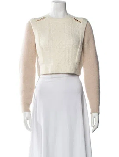 Pre-owned Self-portrait Crew Neck Sweater In White