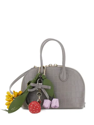 Self-portrait Croc-effect Tote Bag In Gray