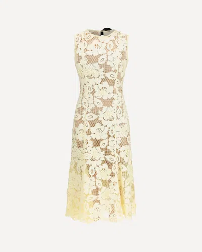 Self-portrait Midi Dress Yellow Crochet Lace With Yellow Cotton Lace For Women In Multi