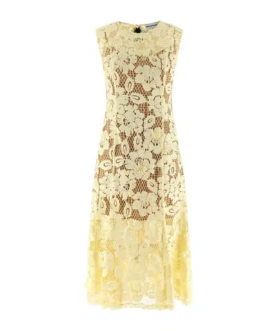 Self-portrait Floral Lace Flared Midi Dress In Gold