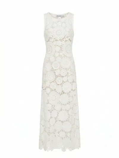 Self-portrait Crochet Maxi Dress In White