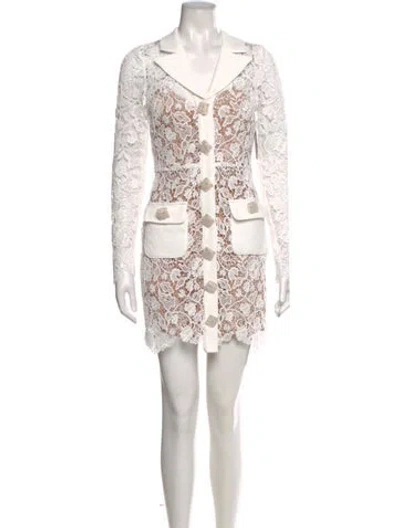 Pre-owned Self-portrait Crochet Mini Dress W/ Tags In White