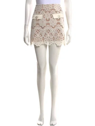 Pre-owned Self-portrait Crochet Mini Skirt In White