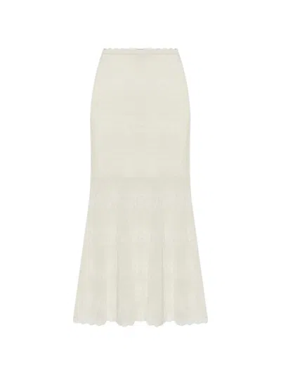 Self-portrait Crochet-knit Scalloped-edge Maxi Skirt In Neutral
