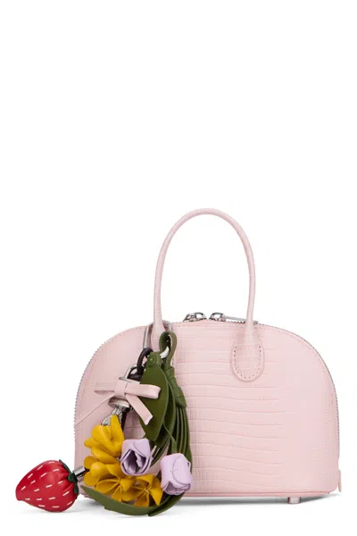 Self-portrait Crocodile-embossed Calfskin Top Handle Bag In Pink