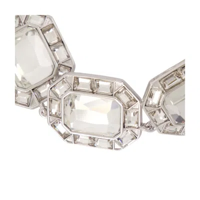 Self-portrait Crystal And Pearl Necklace In Silver