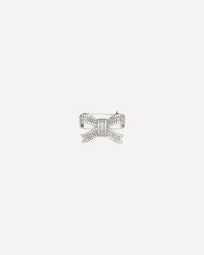 Self-portrait Crystal Bow Brooch In Argento