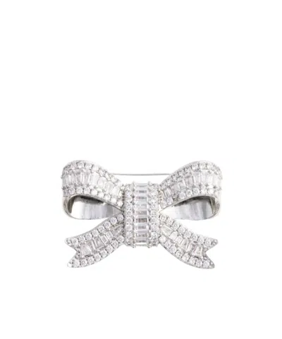 Self-portrait Crystal Bow Brooch In Metallic