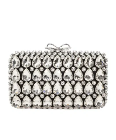 Self-portrait Crystal Bow Clutch Bag In Black