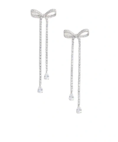 Self-portrait Crystal Bow Dangle Earring In Metallic