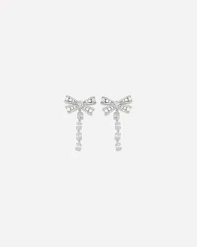Self-portrait Crystal Bow Drop Earrings In Silver