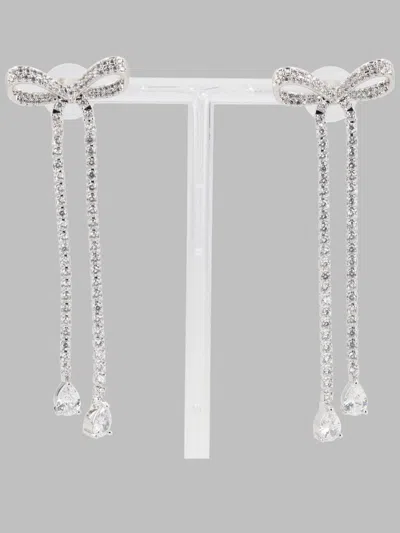 Self-portrait Crystal Bow Drop Earrings In Silver