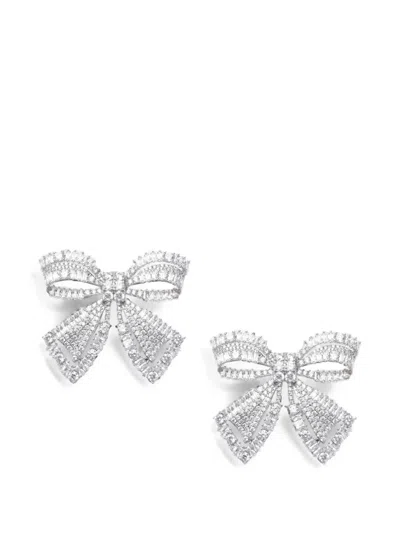 Self-portrait Crystal Bow Earrings In Metallic