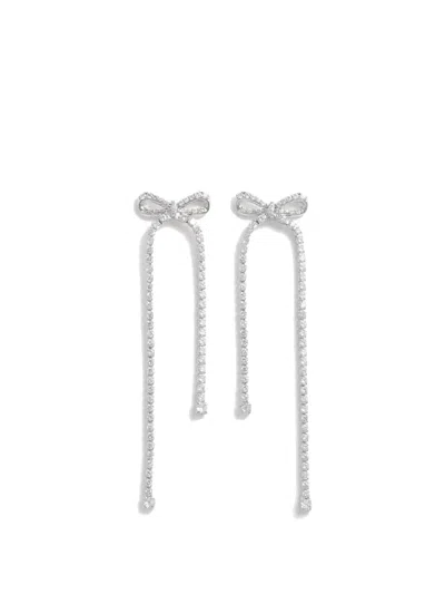 Self-portrait Crystal Bow Earrings In Silver